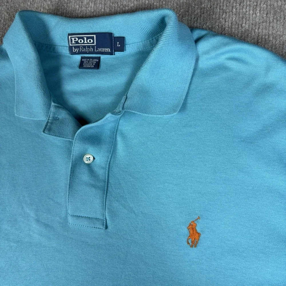 Polo Ralph Lauren Polo Shirt Mens Large Blue 100% Cotton Short Sleeve Pony